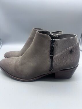 Simply Vera Vera Wang Taupe Suede-Look Ankle Booties with Croc Heel